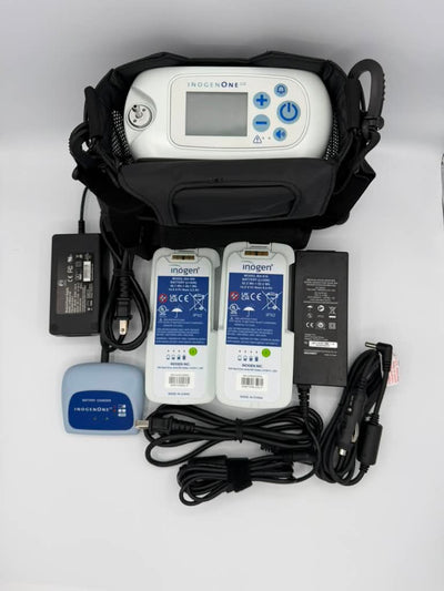 Inogen One G5 Package with Single battery, double battery and external battery charger