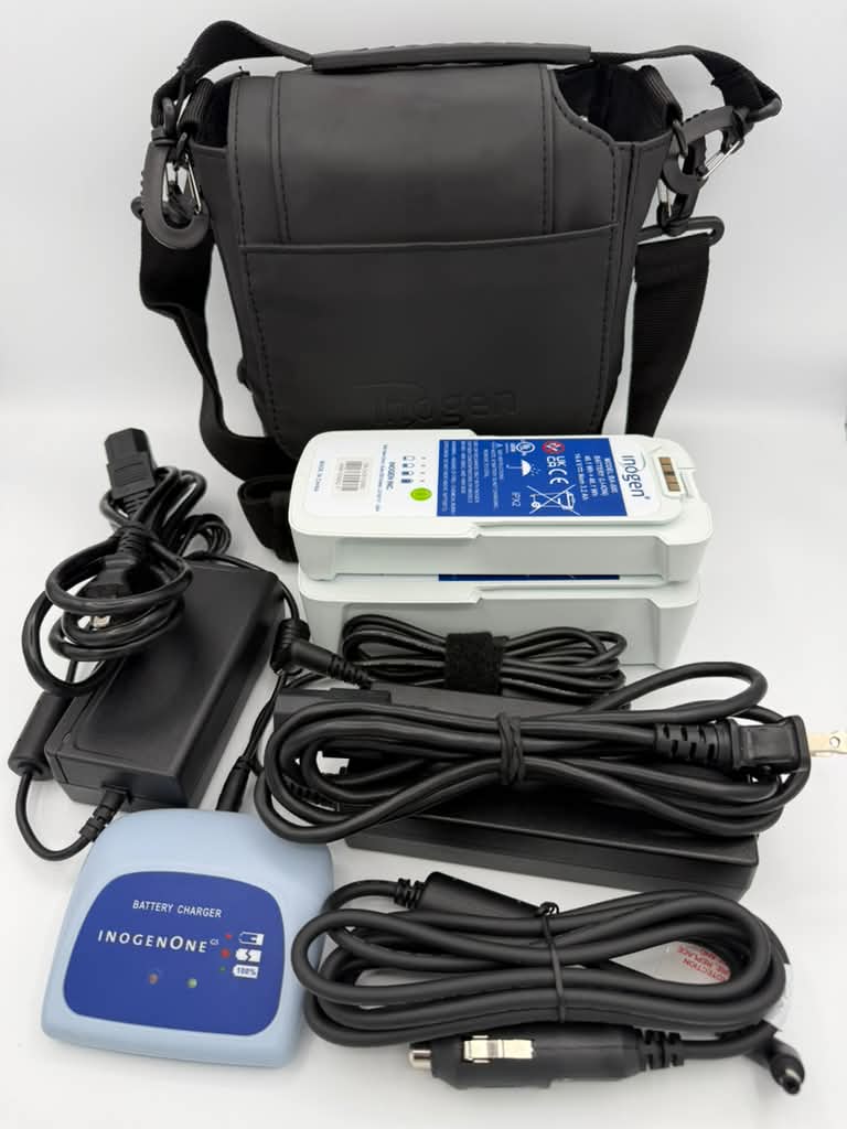 Inogen Rove 6 Package with Single battery, double battery and external battery charger