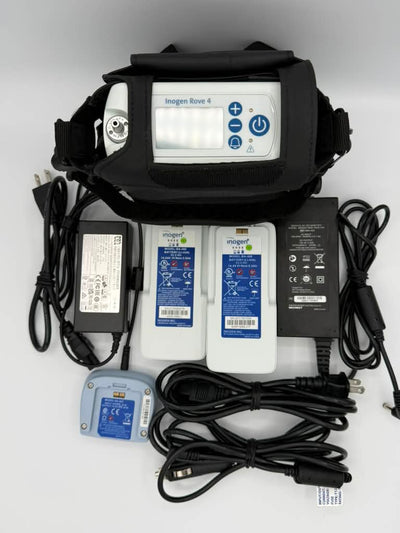 Inogen Rove 4 Package with Single battery, double battery and external battery charger